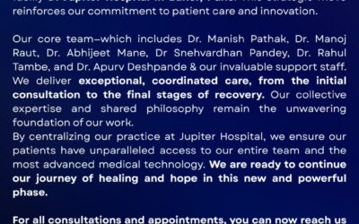 Clarification: Dr. Bipin Vibhute & Team Now Exclusively at Jupiter Hospital, Baner