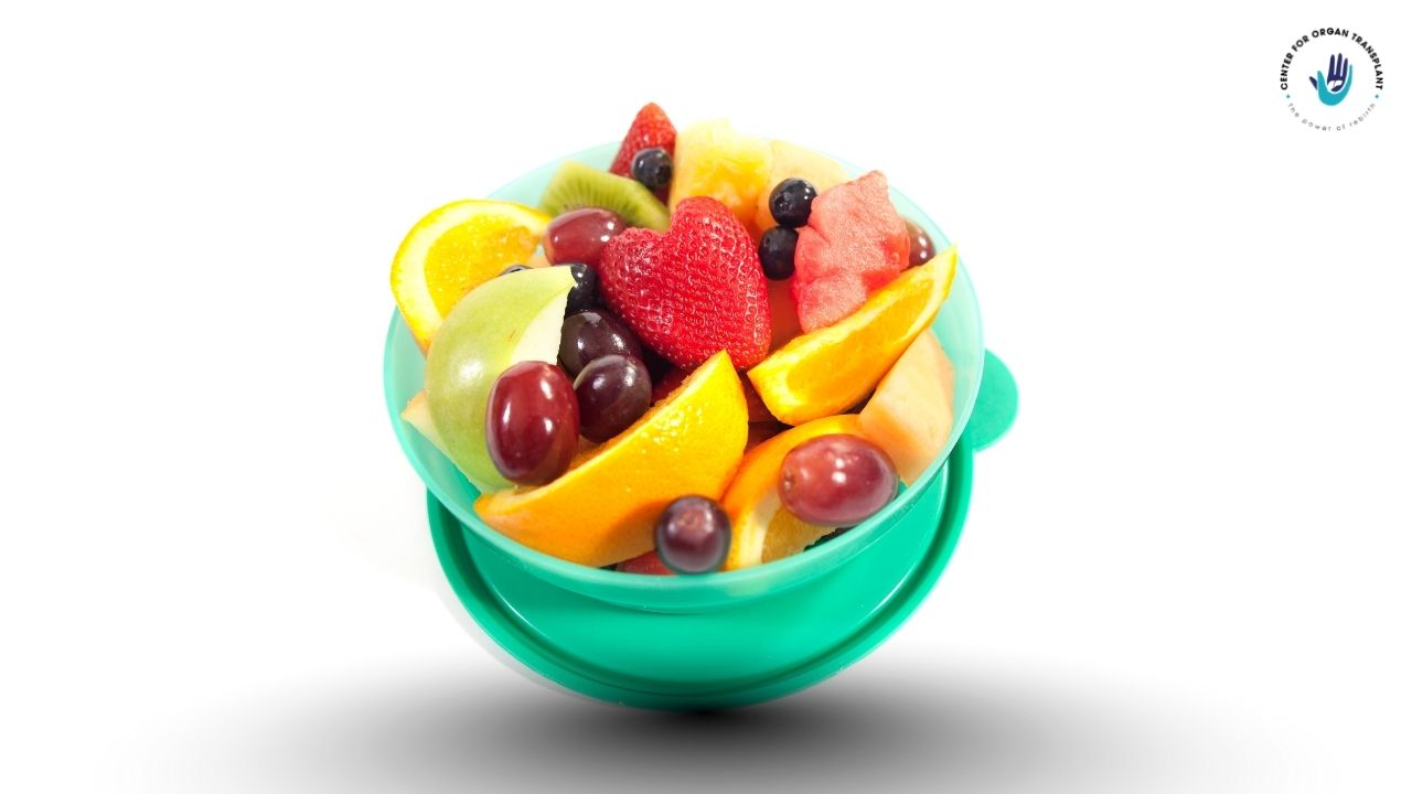 Assorted colourful healthy snacks on a table supporting liver health